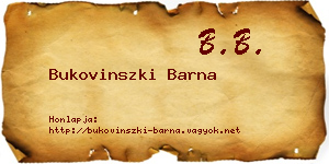 Bukovinszki Barna névjegykártya